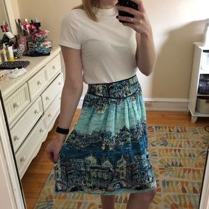 European Skyline Blue midi Skirt